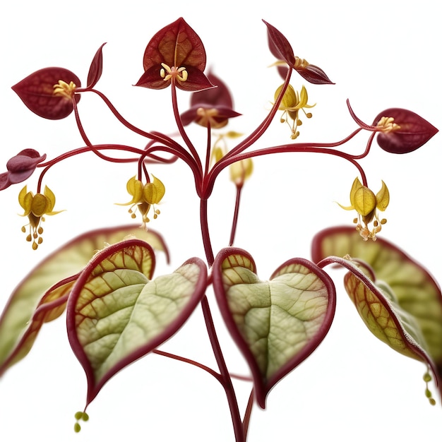 Epimedium von isolierten Pflanzen mit weißem Hintergrund