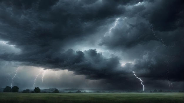 Epische Sturmwolken Hintergrund Dramatischer Gewitter Himmel Stürmisches Wetter Szenario Moody Atmosphärischer Himmel Dunkel und ominöses Wolkenbild AI Generative