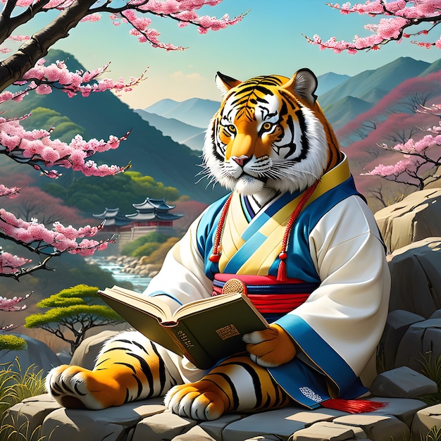 En la época en que el tigre todavía leía un libro era una vista única para ver en el telón de fondo de la impresionante