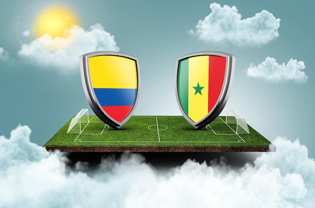 Equador vs Senegal Versus banner de tela Conceito de futebol estádio de futebol ilustração 3d