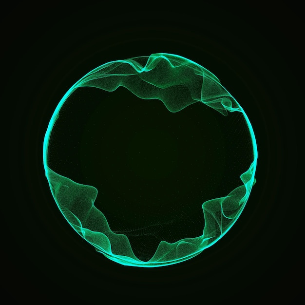 Equalizador esférico para música Onda sonora redonda de partículas Elemento criativo abstrato musical renderização em 3D