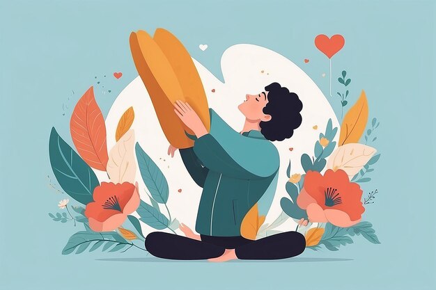Equilibrar el amor propio y la compasión Diseño vectorial