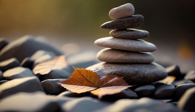 Equilibrio de conceptos de piedras zen con armonía y pensamiento positivo IA generativa