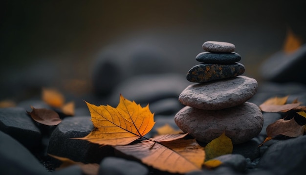 Equilibrio de conceptos de piedras zen con armonía y pensamiento positivo IA generativa