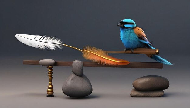 Equilibrio de plumas y piedras