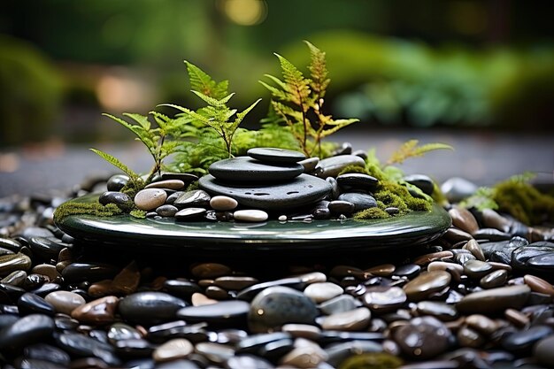 Foto equilibrio y relajación fondo equilibrando guijarros en el agua