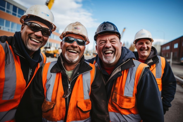 Foto equipa de construtores trabalhando no canteiro de obras dia de trabalho e importância dos trabalhadores equipe de construtores