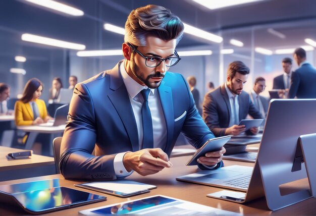 Foto equipa de negócios a trabalhar num escritório moderno equipa de negócio a trabalhar num gabinete moderno jovem empresário bonito