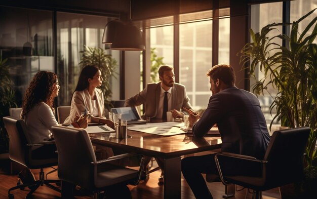 Equipa de negócios e gerente em uma reunião