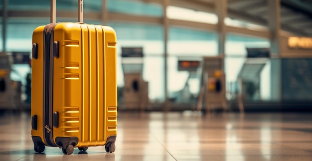 Equipaje de maleta amarilla en el aeropuerto Imagen generada por IA