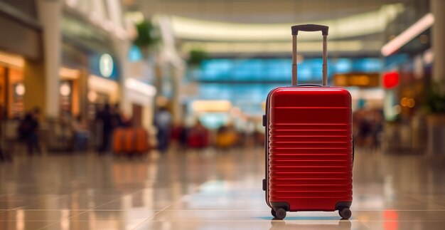 Equipaje de maleta roja en el aeropuerto Imagen generada por IA