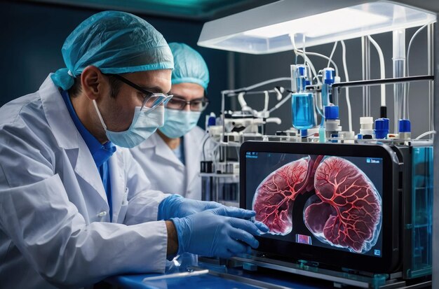 Foto equipamento avançado de bioimpressão em um laboratório