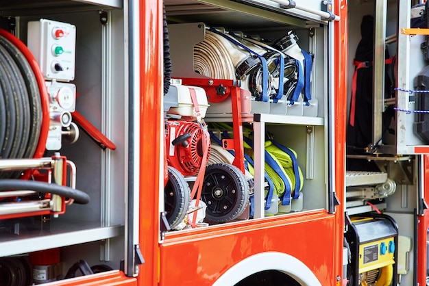 Equipamento de caminhão de bombeiros de perto