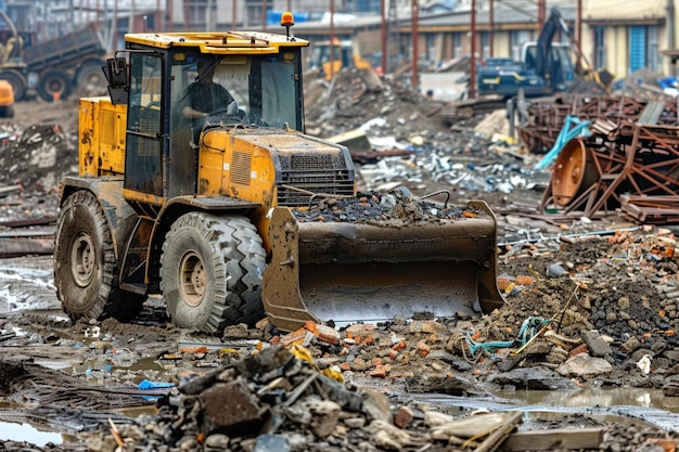 Equipamento de compactação industrial em funcionamento