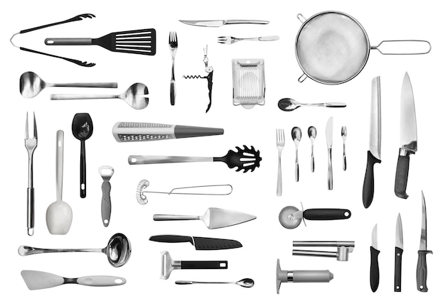 Foto equipamento de cozinha e kit de talheres