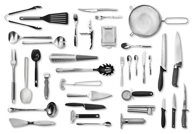 Foto equipamento de cozinha e kit de talheres