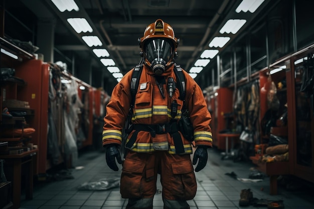 Equipamento de proteção Firefighter39s no Fire Station Generative AI