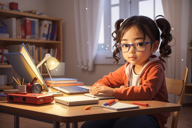 Foto equipamento escolar online em casa