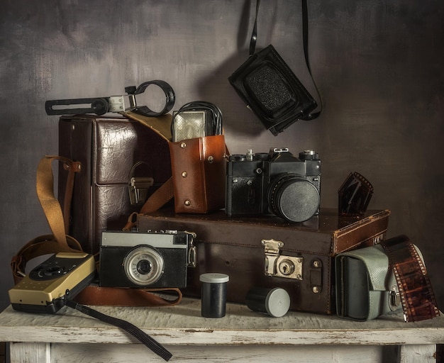 Foto equipamento fotográfico antigo nostalgia para filme