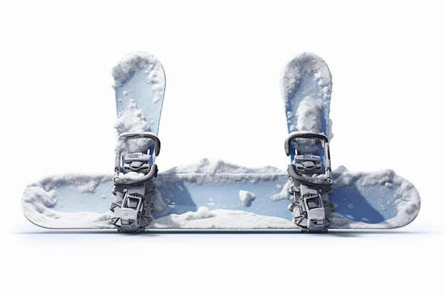 Equipamento para esportes de inverno, snowboard em fundo branco, IA generativa