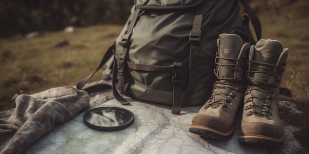 Foto equipamento para uma aventura de montanha