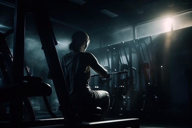 Equipamentos e máquinas na sala de ginástica moderna Interior do centro de fitness com fundo de conceito de musculação de equipamento Treinamento funcional Crossfit Praticando powerlifting