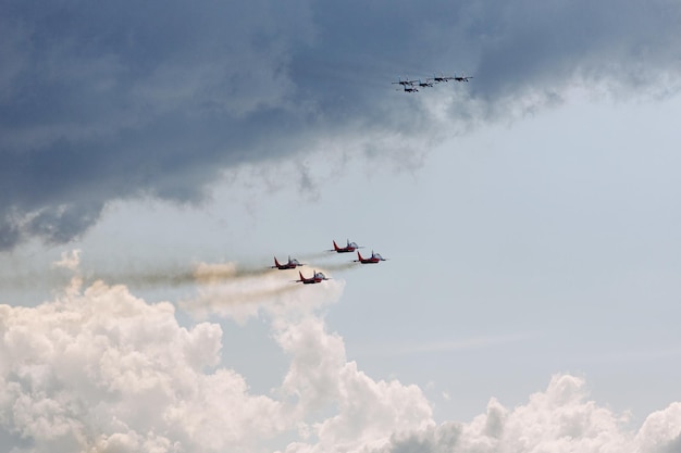 Equipe acrobática Berkut no Mig29 um voo de demonstração 15 de maio de 2021 Kubinka Moscow region