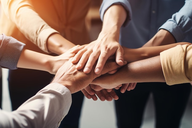 Equipe criativa de negócios juntando as mãos IA generativa