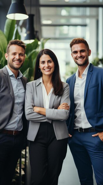 Foto equipe de colegas de negócios de pé juntos no escritório