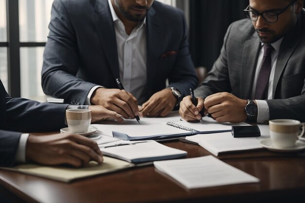 Equipe de negócios corporativa e gerente em uma reunião de perto