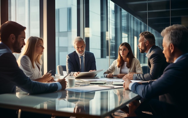 Equipe de negócios e gerente em uma reunião