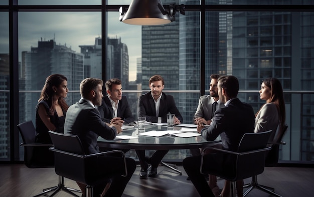 Equipe de negócios e gerente em uma reunião