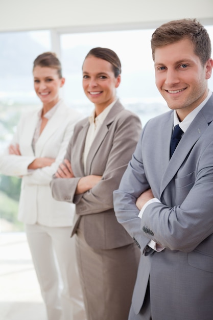 Equipe de negócios se apresentando