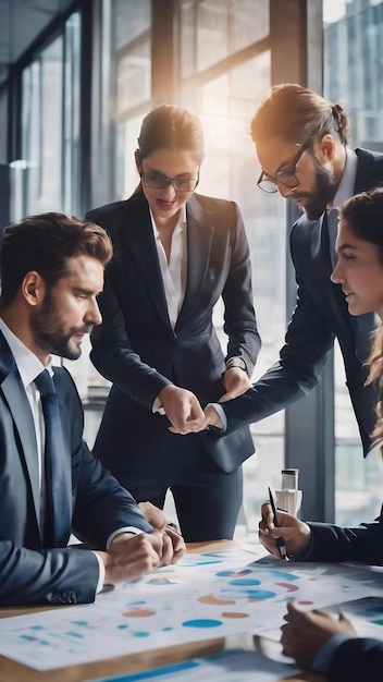 Equipe de pessoas de negócios trabalhando juntas na sala de reuniões escritório trabalho em equipe gráficos de fundo e g