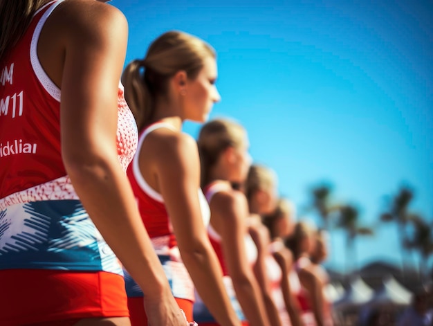 Equipe feminina de jogador de vôlei de praia