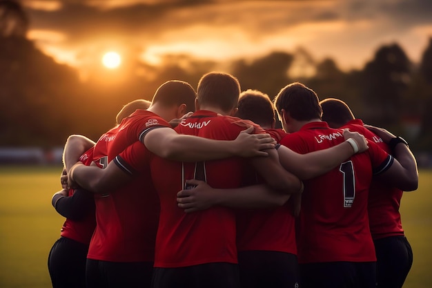 Equipe se ajunta em um ambiente esportivo