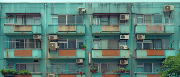 Foto equipo de aire acondicionado en edificios residenciales