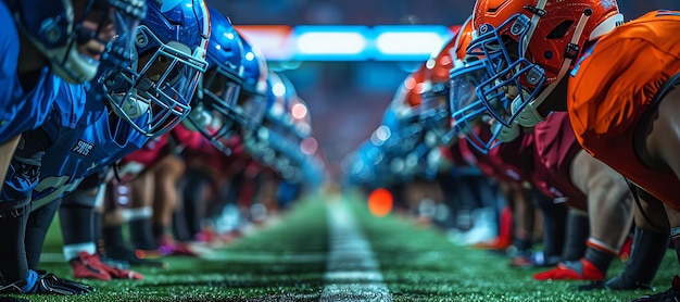 Foto equipo azul frente al equipo rojo ai generado