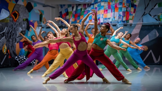 Equipo de bailarines en el estudio