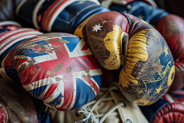 Foto equipo de boxeo internacional con diseños personalizados de banderas nacionales