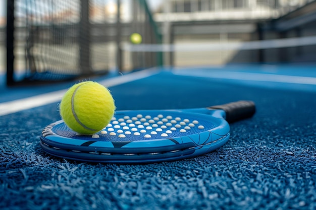 Foto equipo y cancha para pádel o tenis de pádel