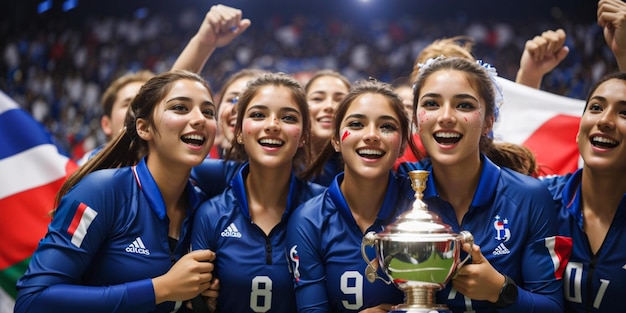 Equipo celebrando la victoria de la copa de plata.