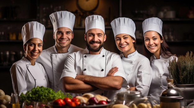 Equipo de chefs sonrientes