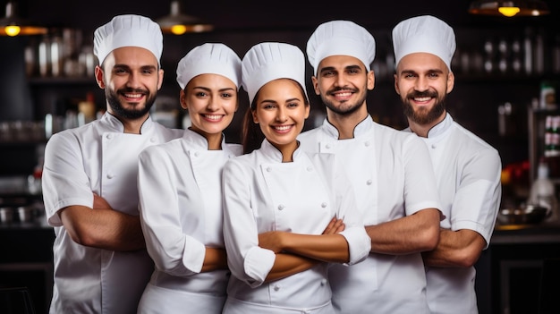 Equipo de chefs sonrientes