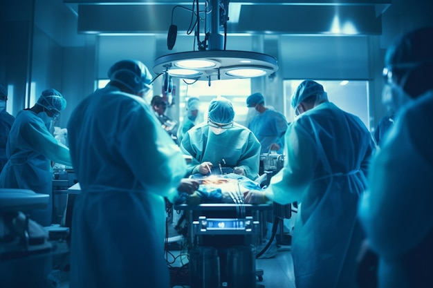 Equipo de Cirujanos Operando en el Hospital IA Generativa