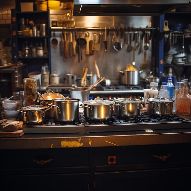 Foto equipo de cocina de fotos en el mostrador de la cocina