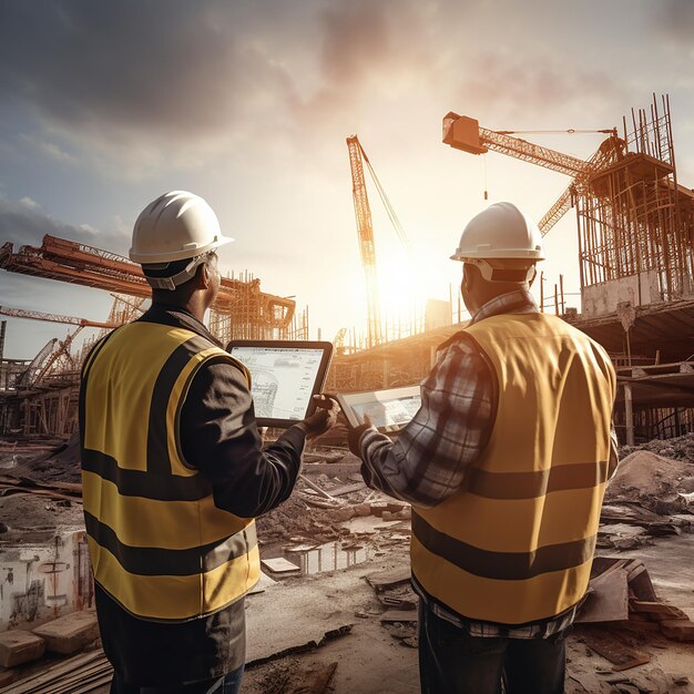 Equipo colaborativo de arquitecto ingeniero trabajador de la construcción en el trabajo