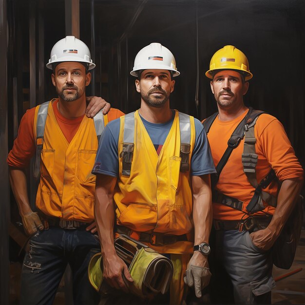 Foto equipo de construcción trabajador en el trabajo