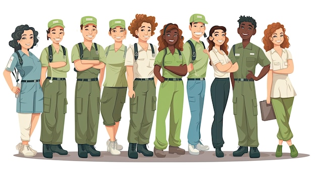 Foto equipo de constructores en estilo plano trabajadores industriales personajes en ilustración vectorial uniforme