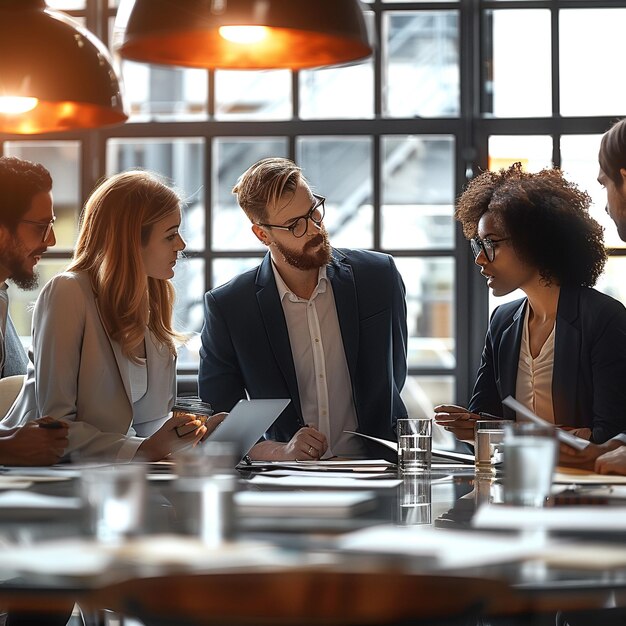 Equipo corporativo de colaboración profesional en la oficina